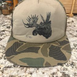 Vintage Moose Snapback Camo Hat Made in Korea Youngan 70s 80s