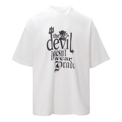 Vetements White Short-Sleeved T-Shirt With Devil Letter Print