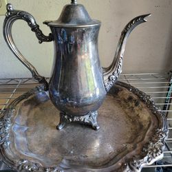 Silverplate Coffe Pot & Dish