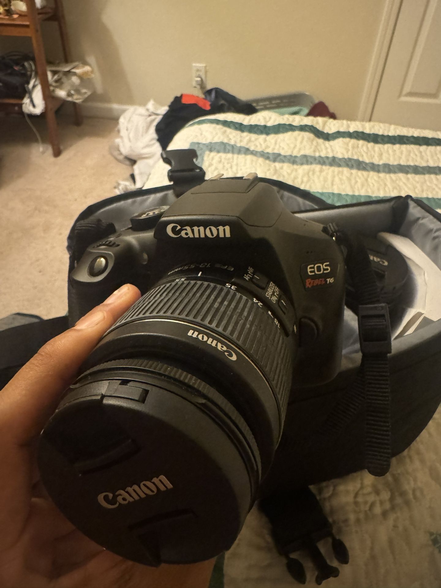 Canon EOS Rebel T6 Digital SLR Camera Kit with EF-S 18-55mm and EF 75-300mm Zoom Lenses (Black)