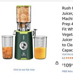 New In Box Rush Clear Cold Press Juicer, Slow Juicer Machines with No-Prep 4.35"Feed Chute Fit Whole Fruits & Vegetables, LINKChef Juicer Machines Eas