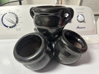 Unique Ornate Ceramic Planter Black/Gray