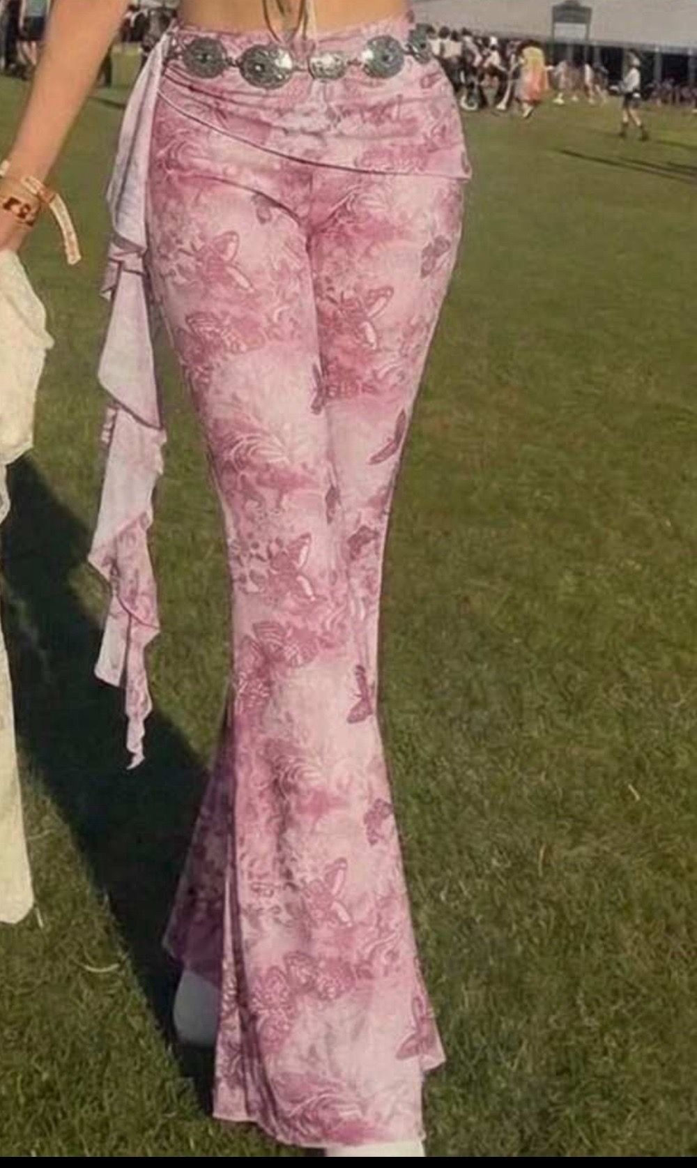 Pink Butterfly print flared pants