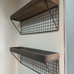 Farmhouse/ Brown/ black shelves (2)