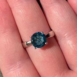 2CT London Blue Topaz Ring S925 Size 7