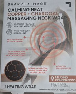 Sharper Image Calming Heat Copper + Charcoal Massaging Neck Wrap