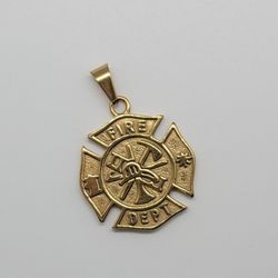 Gold Plated Fire Dept Pendant
