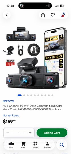 NEXPOW 4-Channel 4K Dash Cam with GPS & 64GB Card