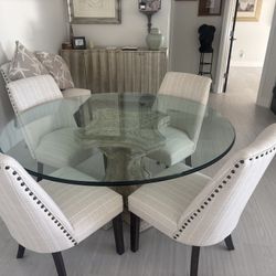 Round Glass Dining Set for 6