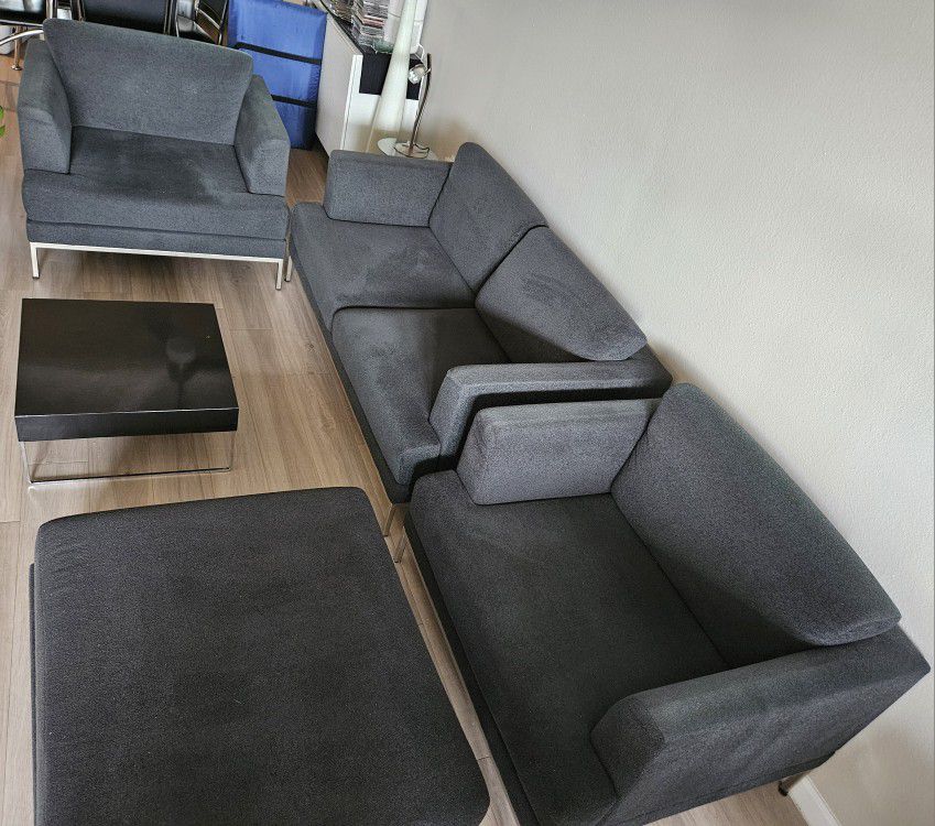 Modern loveseat with 2 chairs and Ottoman