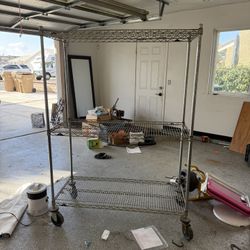 Storage rack, heavy duty, metal, large with wheels
