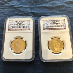Presidential Proof Dollars PF69 Ultra Cameo Tyler And Fillmore
