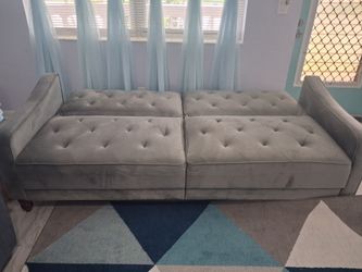 SLEEPER-SOFA, GRAY, $80. OB0