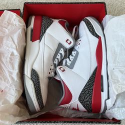AJ Air Jordan 3 Retro OG Fire Red 2022 White/Fire Red-Cement Grey