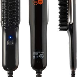 Hair Straightener Brush, Fast Heating Beard Hair Straightening Comb with High-Density Anti Scalding Comb Teeth, Portable Mini Hair Straightening Brush