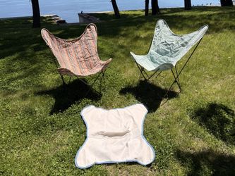 Butterfly chairs with canvas sling seats