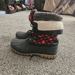 Cougar Storm Creek Duck Boots Women’s 9 Plaid Sherpa Lined Winter Waterproof