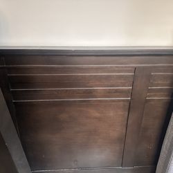 Queen Size Dark Brown Bedframe with mattress spring box