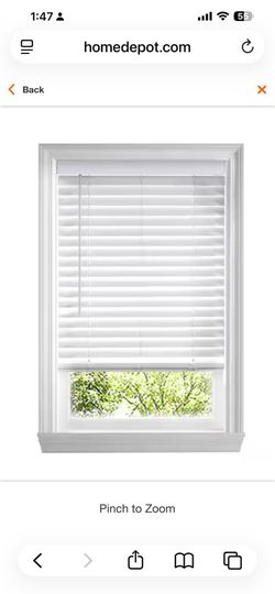 White Cordless Faux Wood Blinds for Windows with 2 in. Slats - 39 in. W x 64 in. L (Actual Size 38.5 in. W x 64 in. L) (PAIR) Brand New in Box