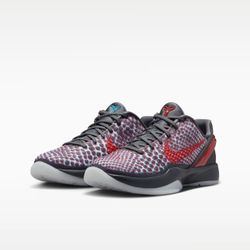 Nike Kobe 6 (Big Kids / GS) – Dark Grey / Daring Red / Chlorine Blue — size 6Y.