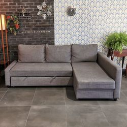 Gray Modern Friheten 90” Sleeper Sectional Sofa with Reversible Storage Chaise
