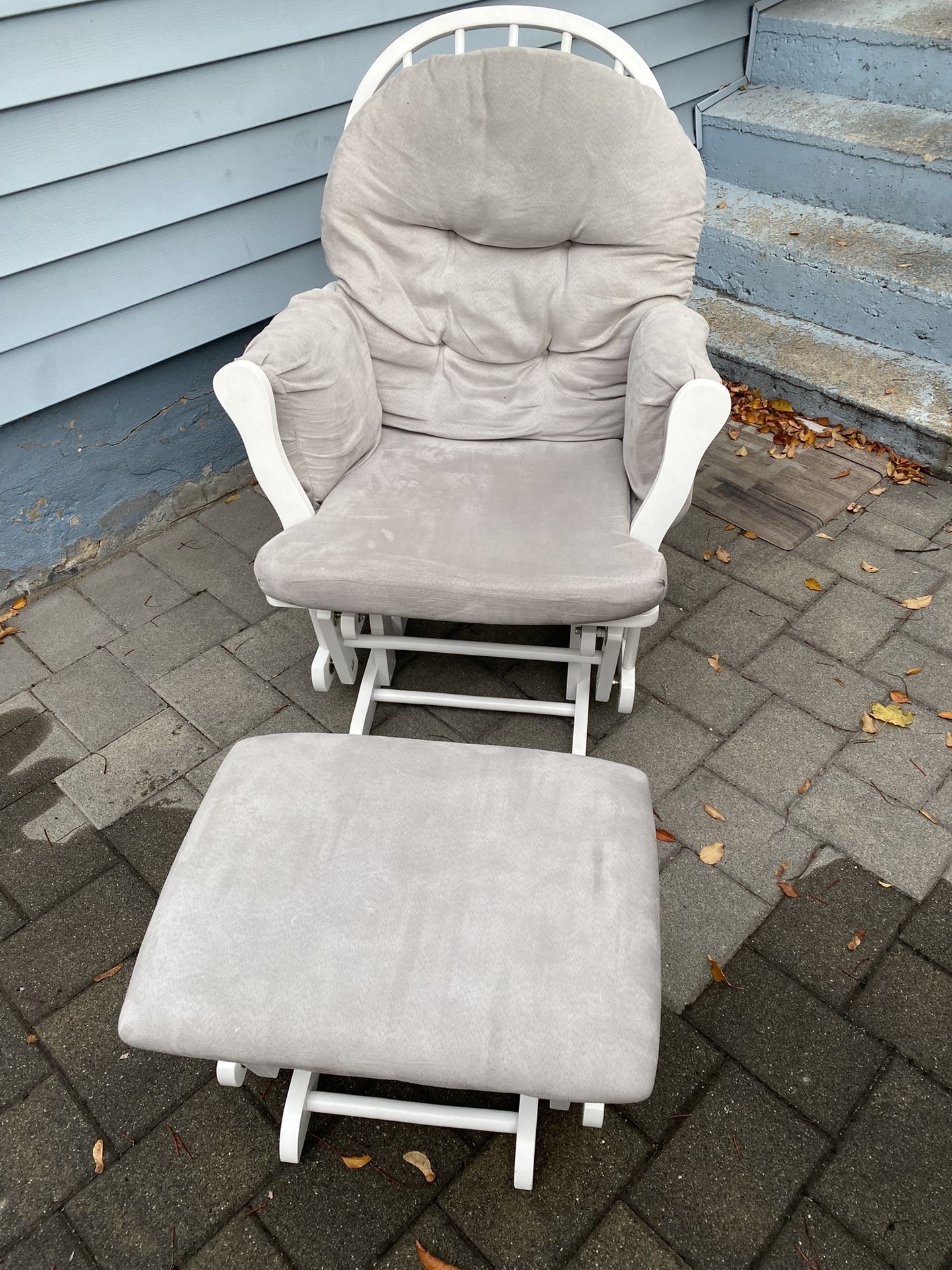 White Glider Nursery Chair With Ottoman