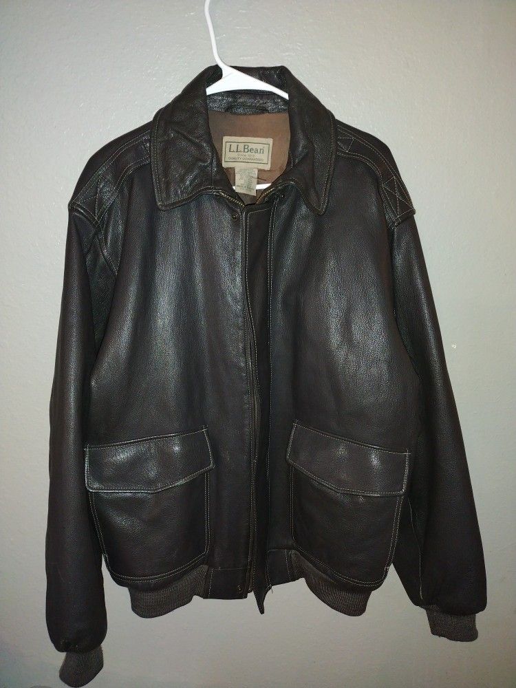 Jacket Vintage LL Bean Goat-Skin Bomber Jacket Sherpa Lined Lamb Wool USA Size