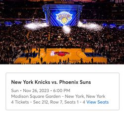 Knicks Suns Center Seats Section 212