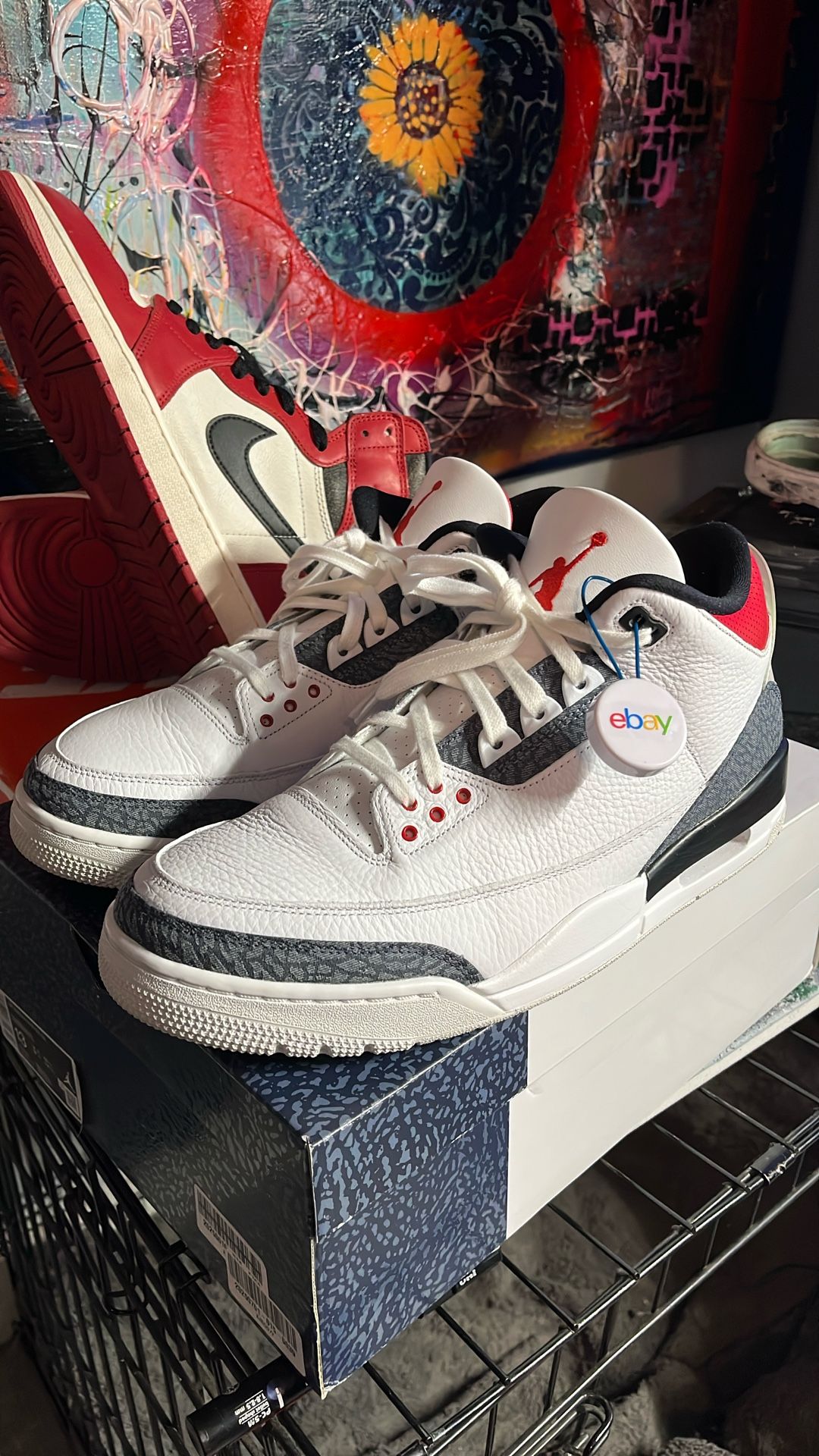 Jordan 3 Denim Fire Red Size 13