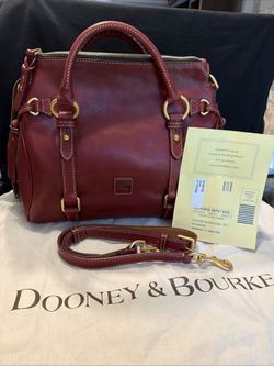 Dooney & Bourke Florentine Red Leather Double Zipper Satchel Bag