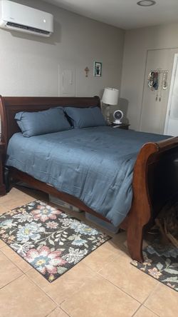 Cherry Wood Sleigh Bed Frame