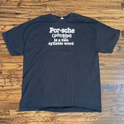 Vintage Porsche Automobile Funny T-Shirt “Por/Sha” Black Tee Size XL