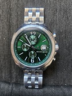 ⌚ Jerome Lemars JL5557 Chronograph Watch – Stainless Steel / Green Dial