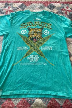 LRG A Savage Cats Tiger Short Sleeve T-Shirt Turquoise RARE Men’s Sz Line