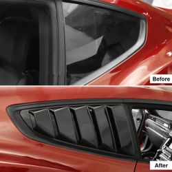 Brand New 2PCS FORD MUSTANG 2015-2023 Carbon Fiber Look Side Window Scoop Quarter Louver Cover