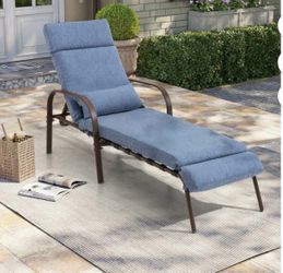 2pcs Adjustable Chaise Lounge Chair with Cushion & Pillow, Dark Blue
