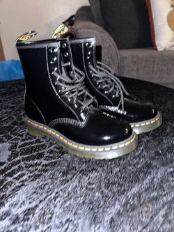 Dr. Martens Black Patent Leather Lace-Up Boots