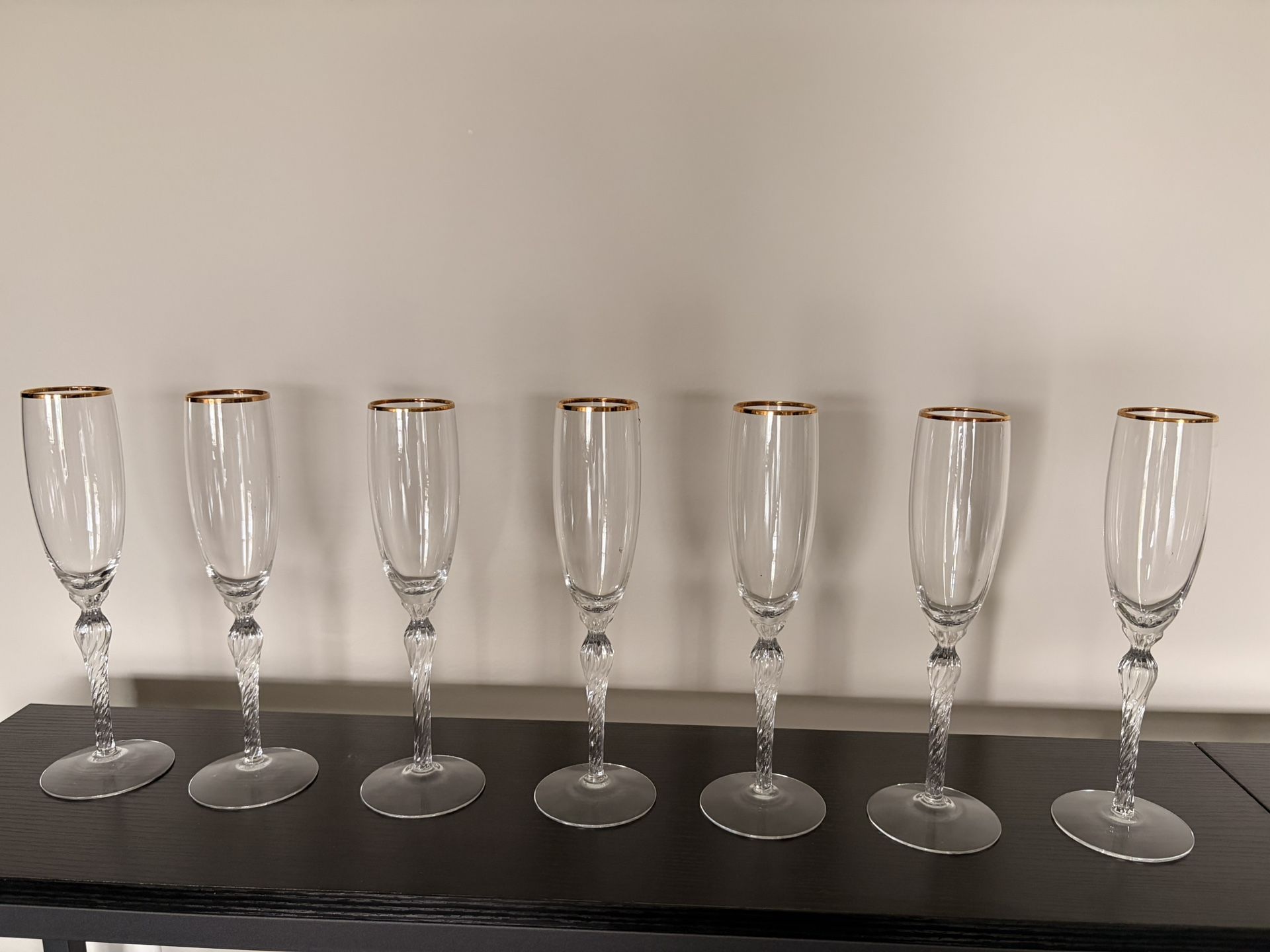 Lenox MONROE Gold Trim 9 1/8" Fluted Champagne Glasses: MINT - 6 Available
