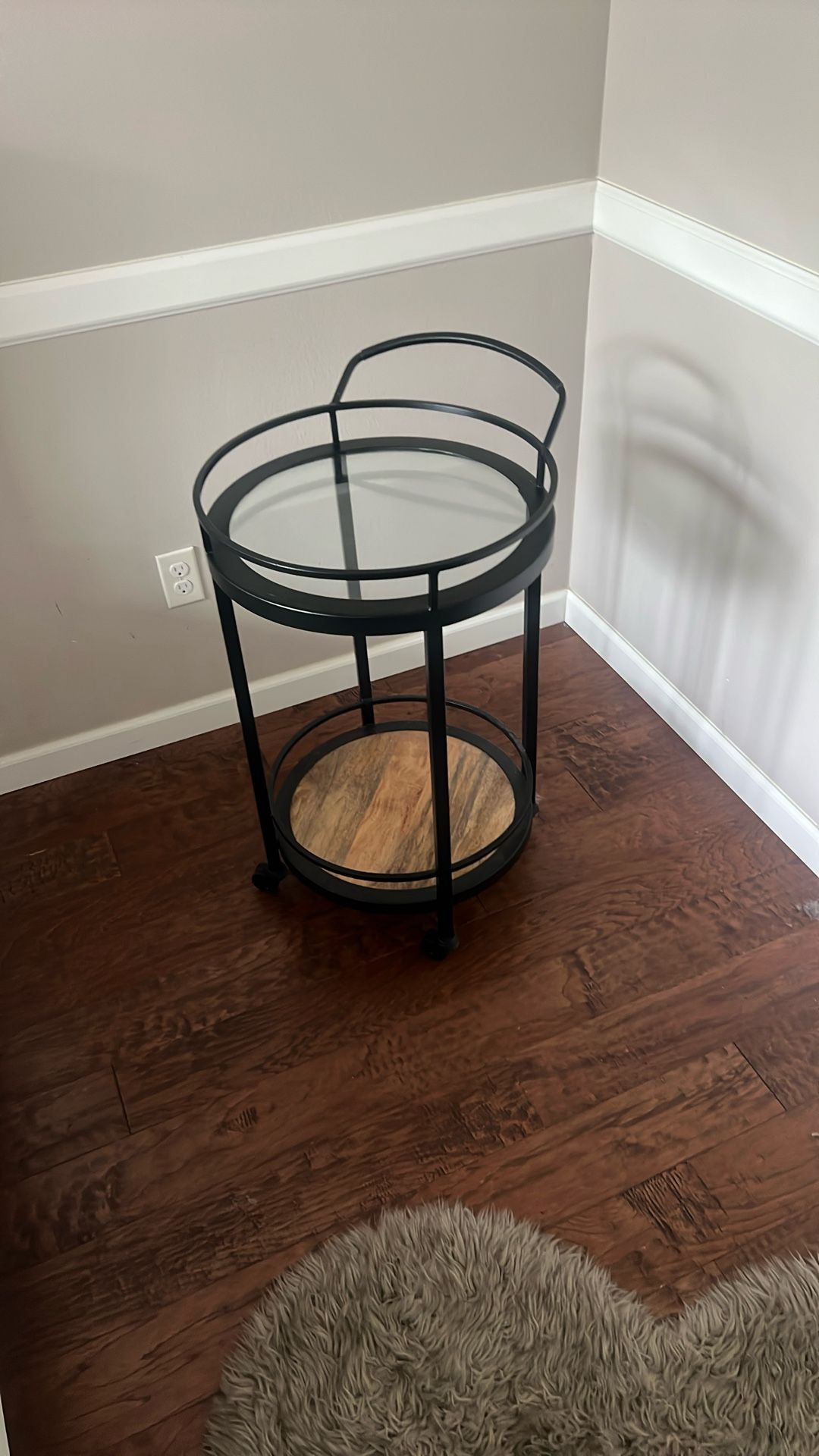 Glass Table with Rollers 