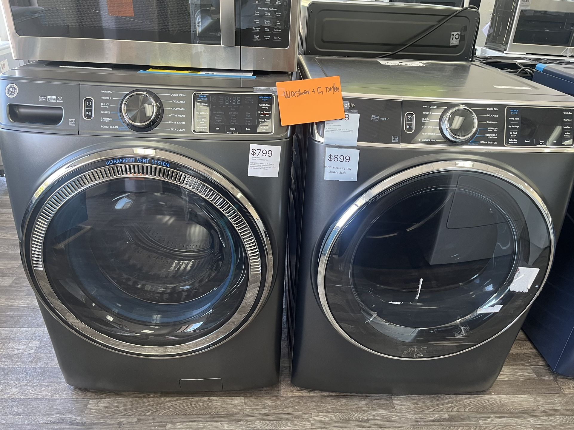 5.0cu.ft Front Load Washer &7.8cu.ft Gas Dryer Set With One Year Warranty