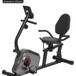 Recumbent Exercise Bike, Stationary Bike, Exercise Bikes for Home with 8 Levels Magnetic Resistance, 300 LBS Weight Capacity, LCD Monitor, Heart Rate 