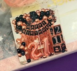 21st Birthday Party Decoration Kit Rose Gold