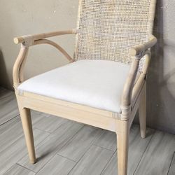 Home Collection Gianni Natural Wash/White Cushion Living Dining Room Bedroom Office Foyer Arm Chair

