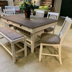 Ashley 4 Piece Bar Stools And Counter Table Dining Set 👌 Rustic Dining Room Set👍 In Stock ✅