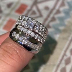 14k White Gold Wedding Set 