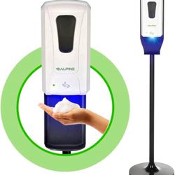 Alpine Industries Automatic Touch-Free Soap-Hand Sanitizer Dispenser with Floor Stand - Hands-Free Smart Sanitizing Station - 1200ml Capacity Non-Touc