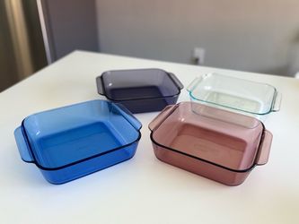 Vintage Pyrex 222 Jewel-Tone 8x8 Baking Dishes (Set of 4)