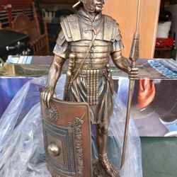 Roman Soldier with Javelin and Shield Statue