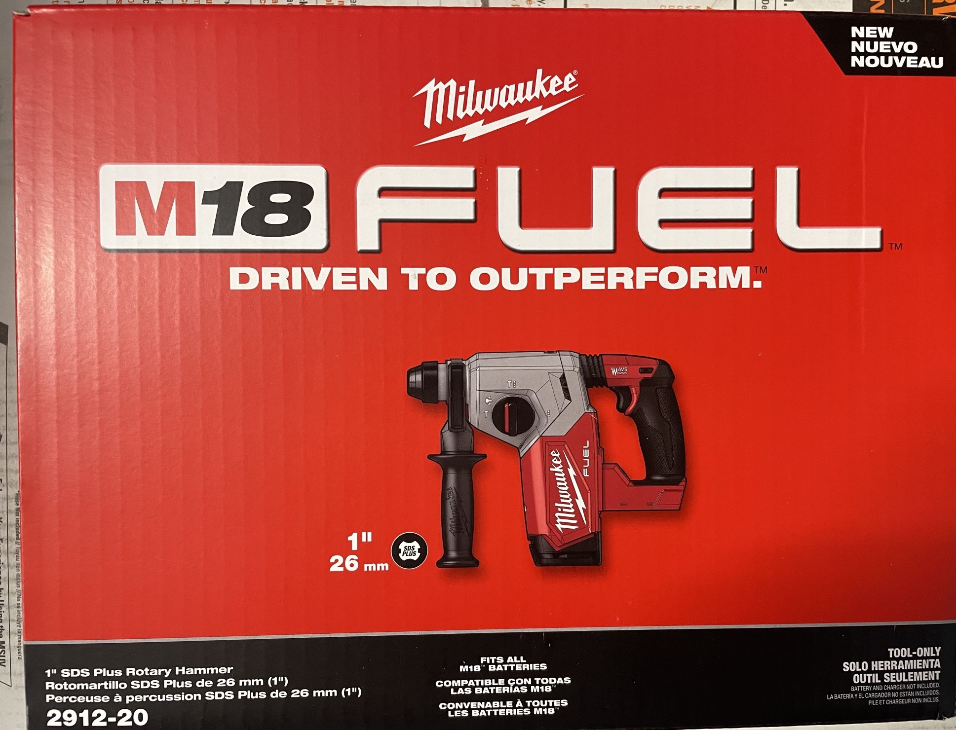 Milwaukee Fuel M18 1” Sds Plus Rotary Hammer 2912-20