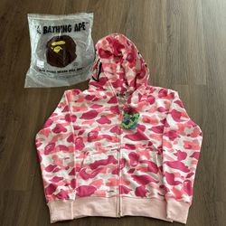 Bape ABC Camo Shark Full Zip Hoodie Pink